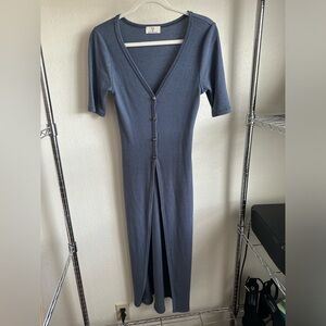 ANTHROPOLOGIE t.la Blue Ribbed Button-Down Dress.